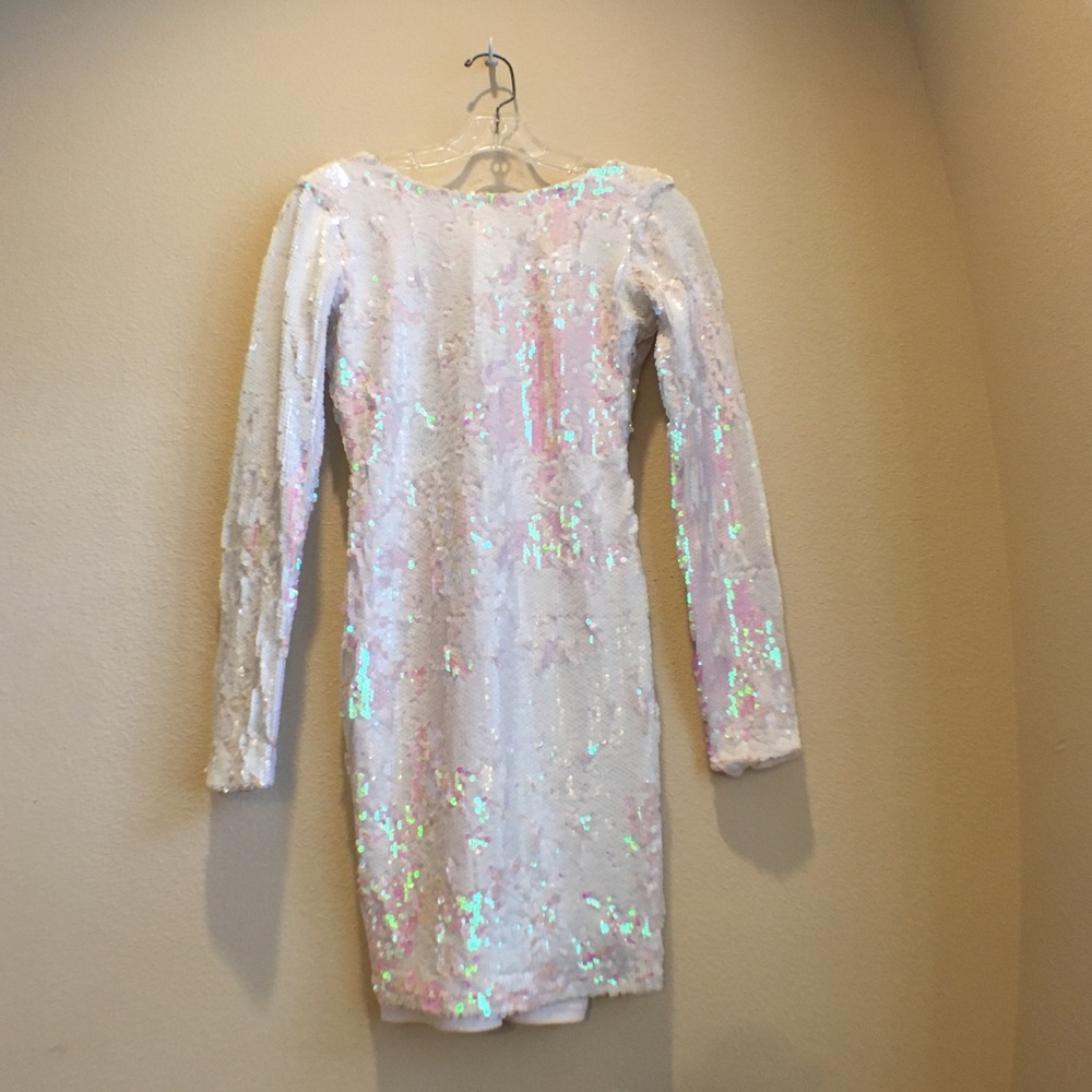 ASOS long sleeve white sequin dress 4